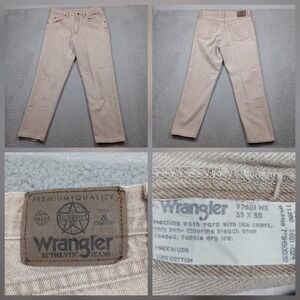 Wrangler Authentic Jeans Men's 33x30 Tan Beige Denim USA Made
